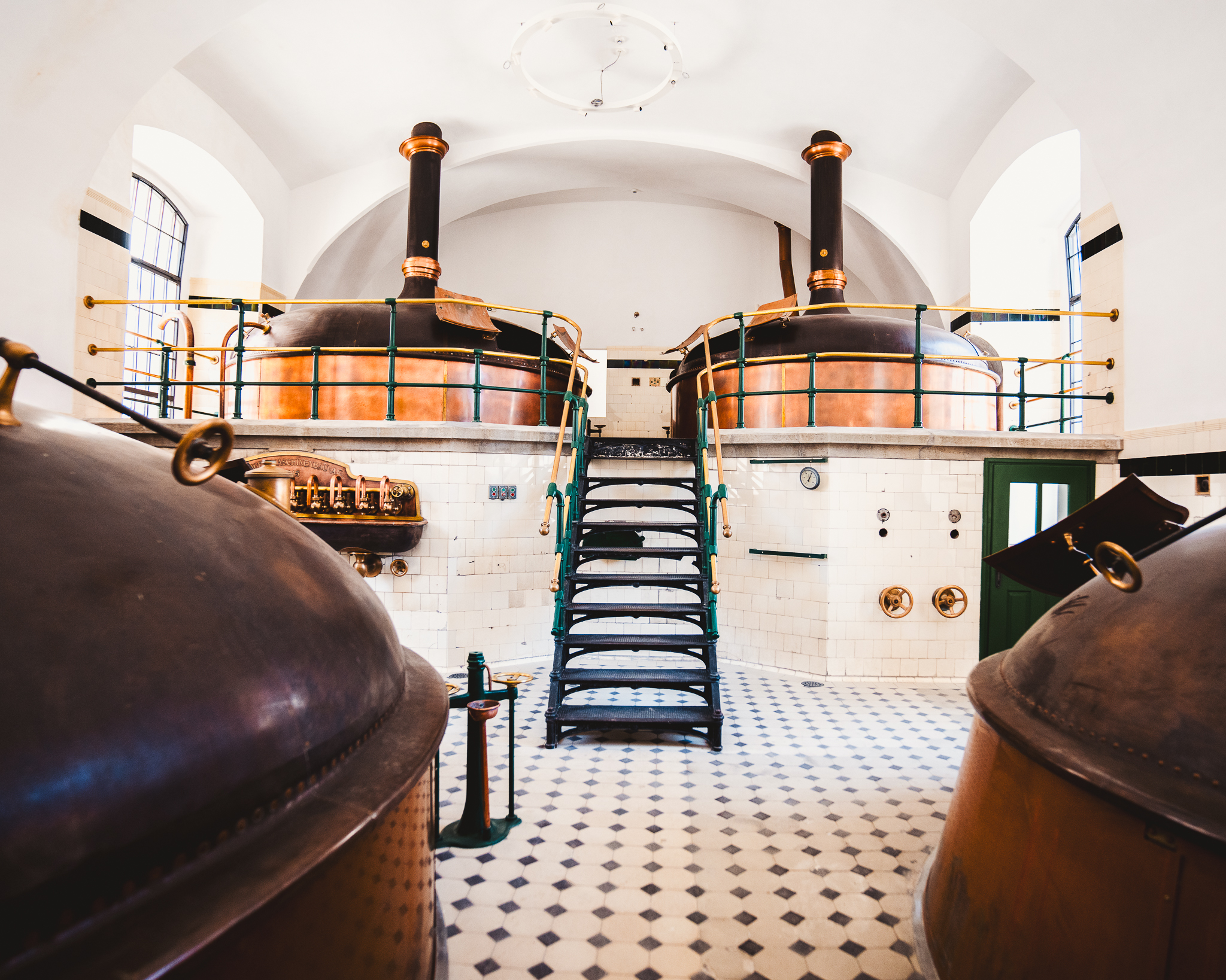 Historic copper brewing vats